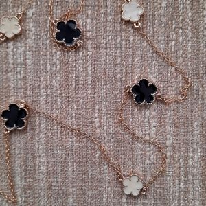 Vintage gold, black and cream enamel necklace.